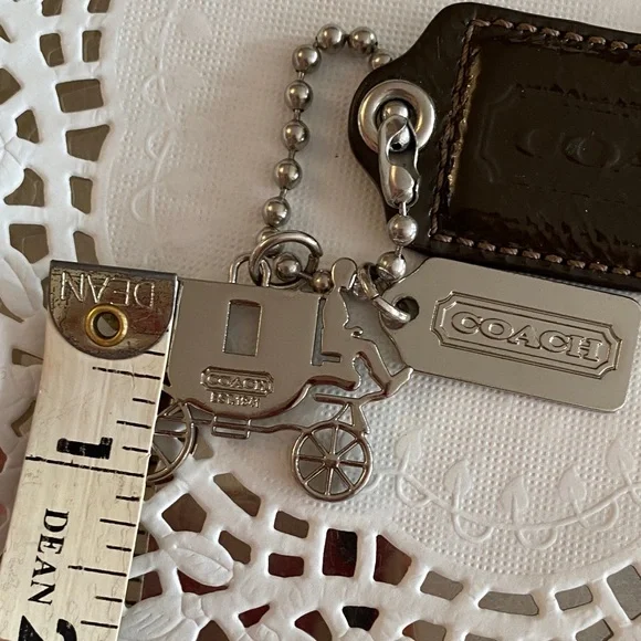 RARE Coach brown and silver hang tag - bag charm set - Picture 9 of 12
